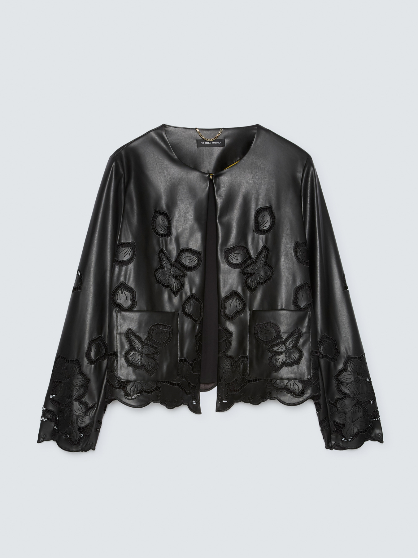 Coated fabric jacket with floral motifs image number 5