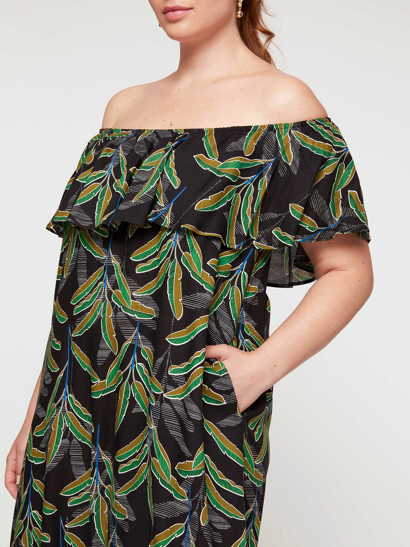 Vestito lungo relaxed fit con stampa palme image number 2