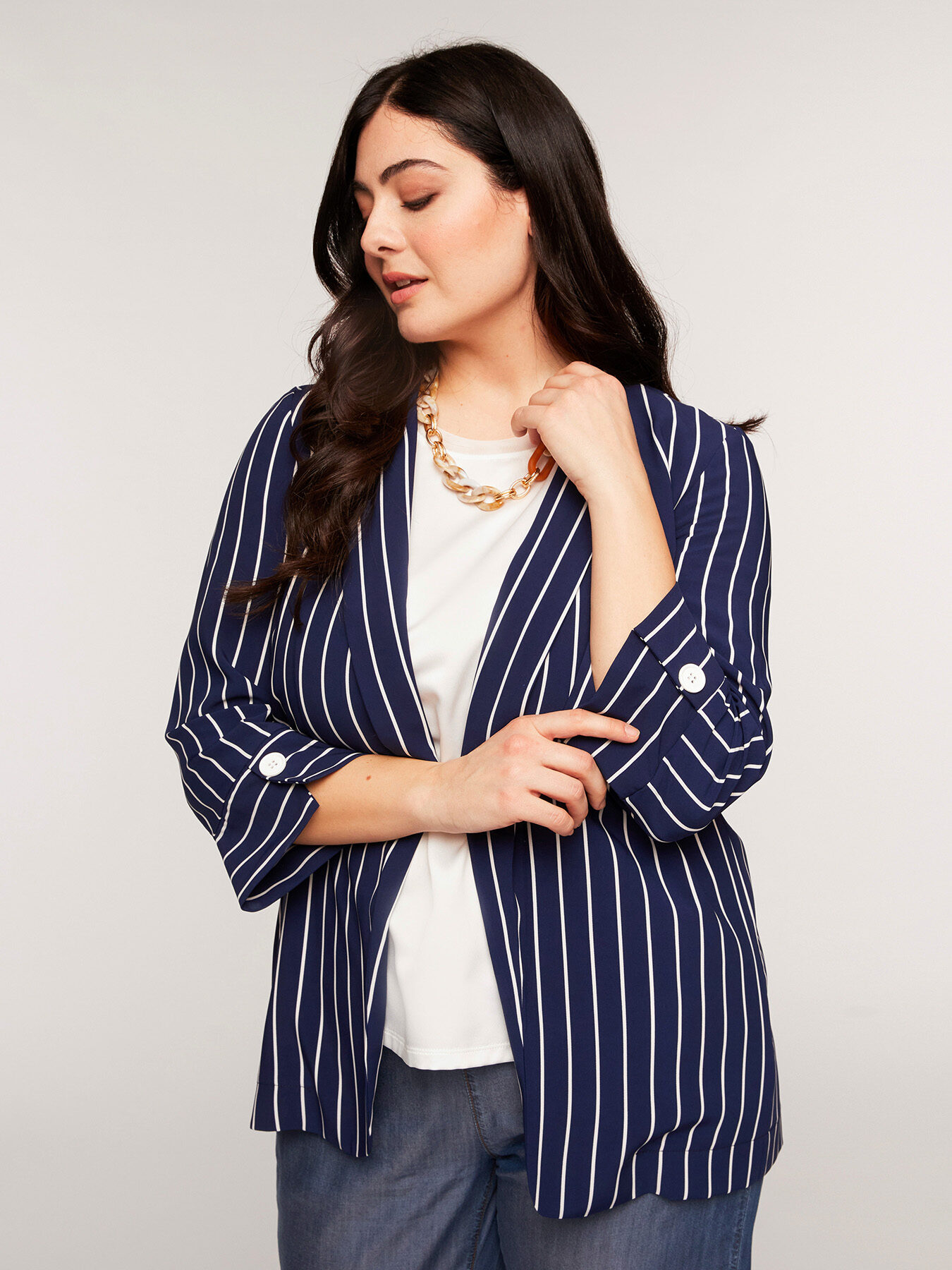 Giacca blazer a righe image number 3