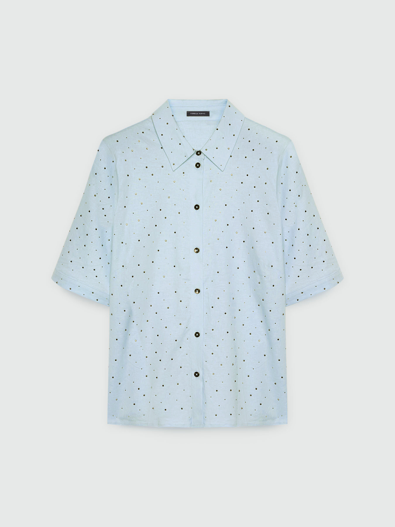 Stretch linen shirt with studs image number 4