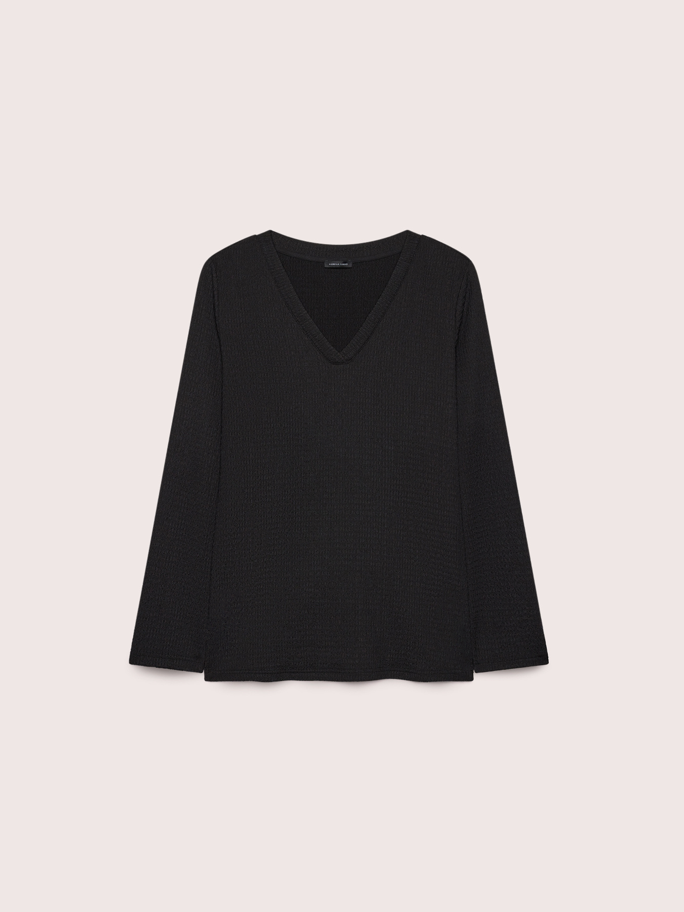 Ribbed jersey T-shirt with V-neck image number 4