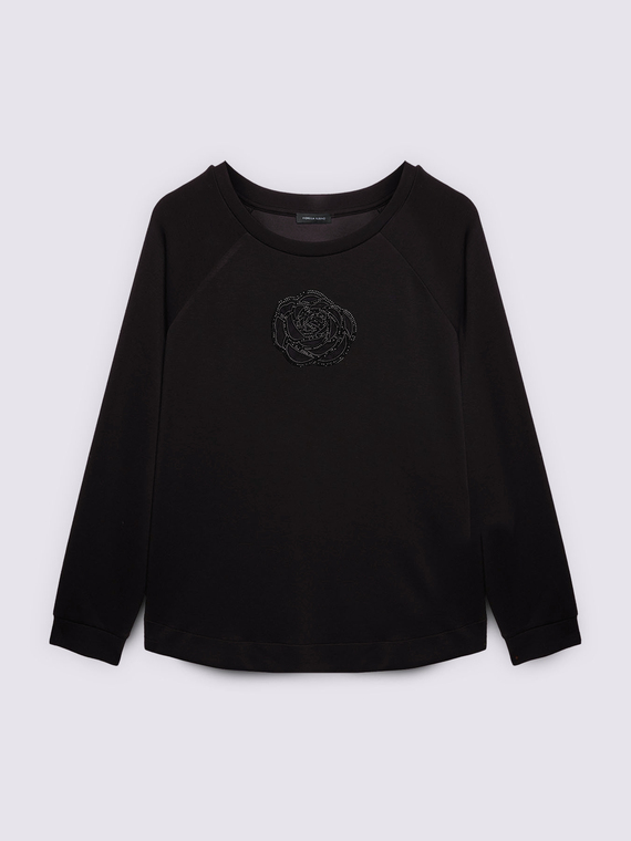 Sweatshirt mit Strass-Blume