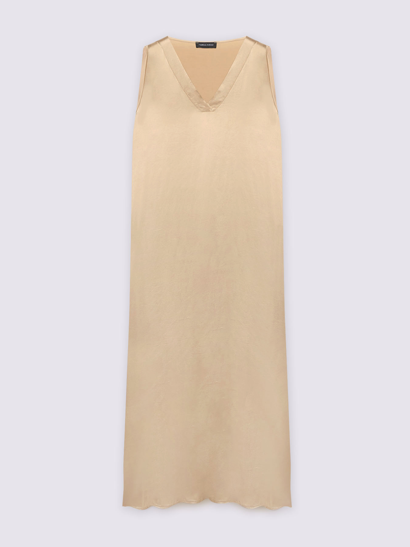 Long dress in stretch satin with V-neck image number 4