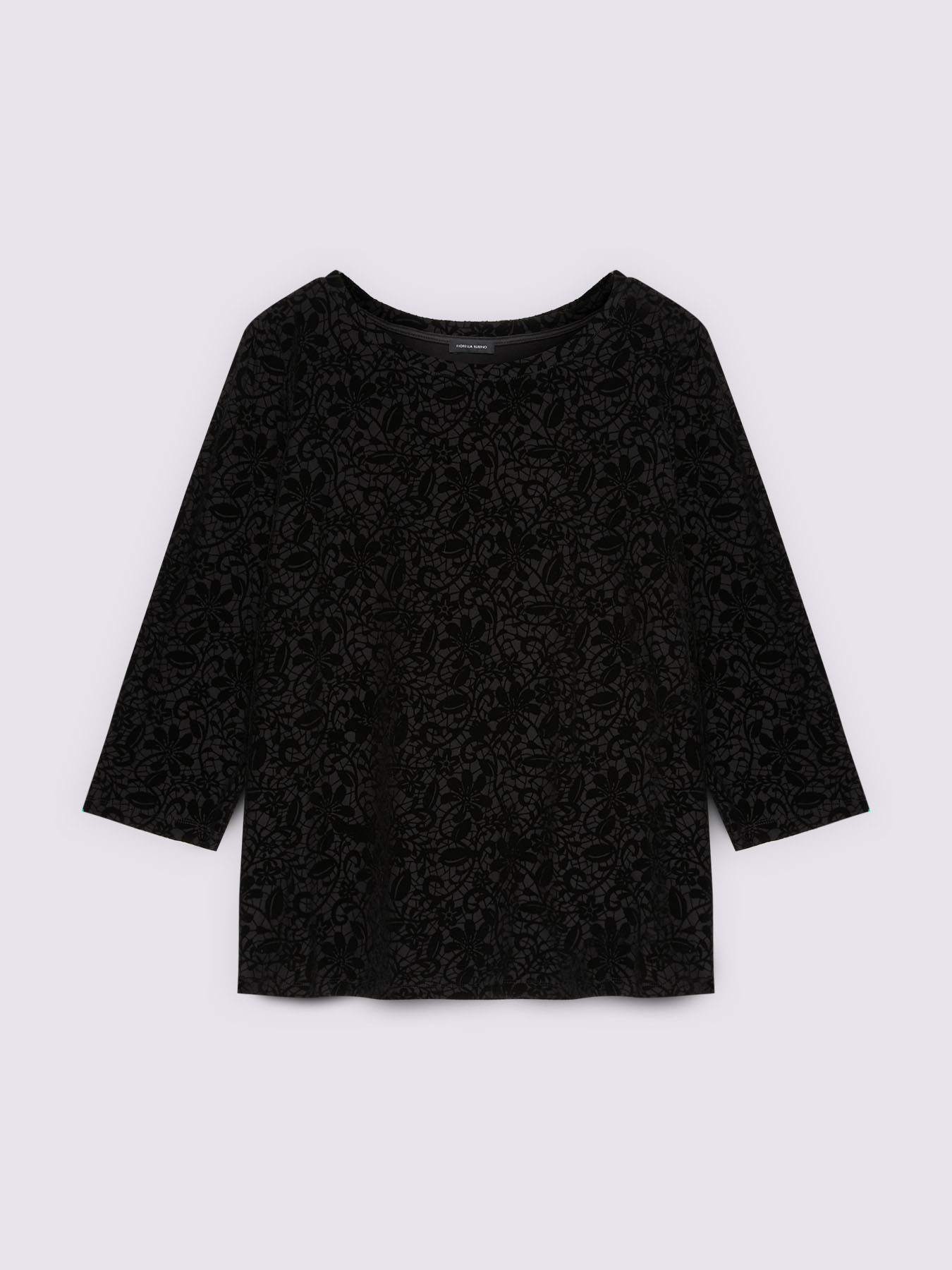 T-shirt in jersey con stampa pizzo in rilievo image number 4