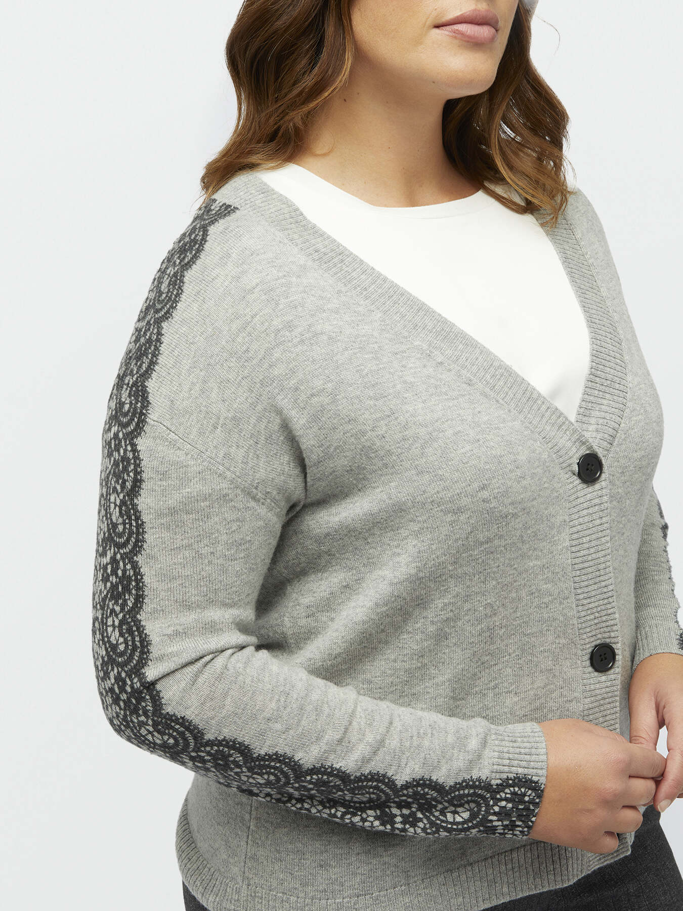 Cardigan mit bedruckter Spitze an den &Auml;rmeln image number 3