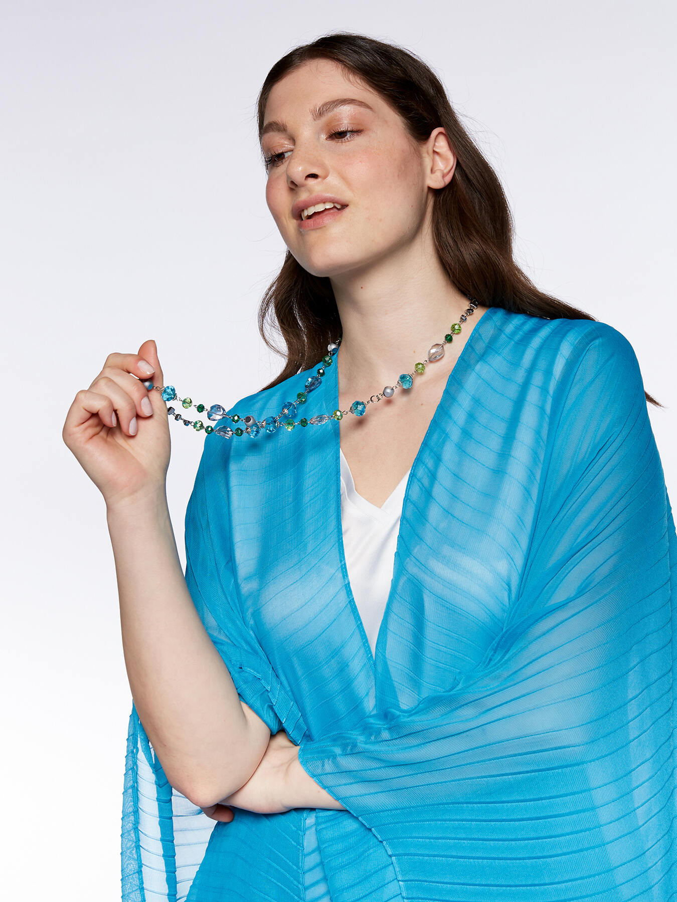 Collana lunga con perle in vetro image number 2