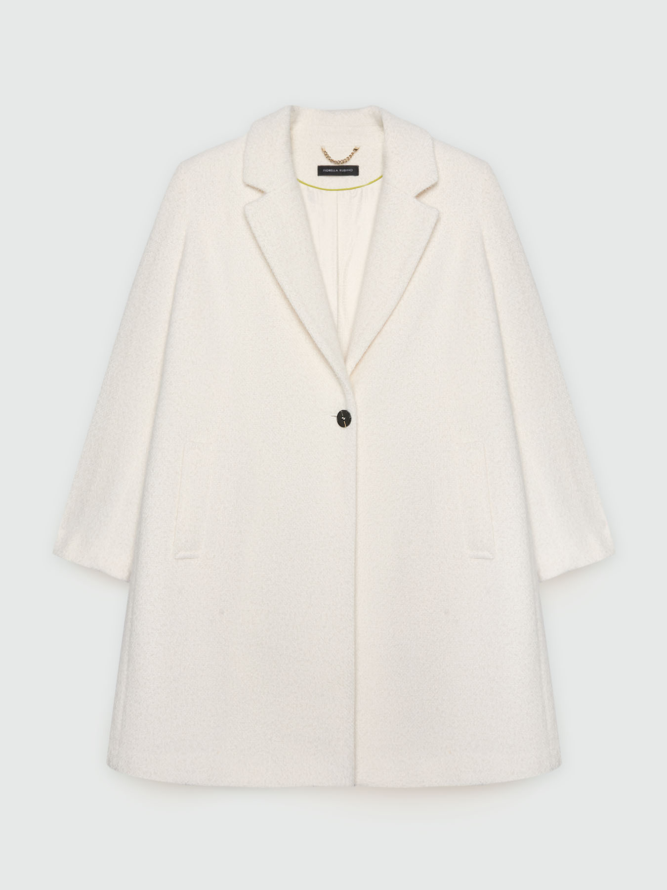 Soft white coat with button image number 5