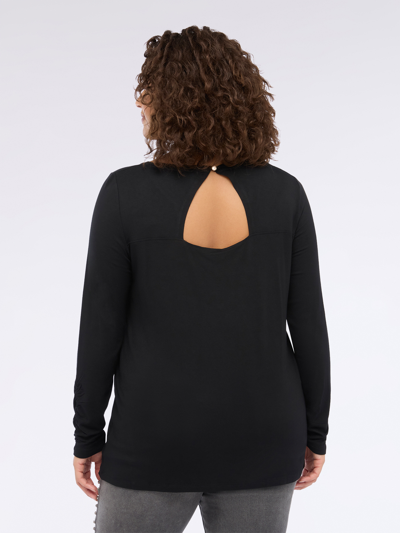 T-shirt in jersey con scritta in strass image number 1