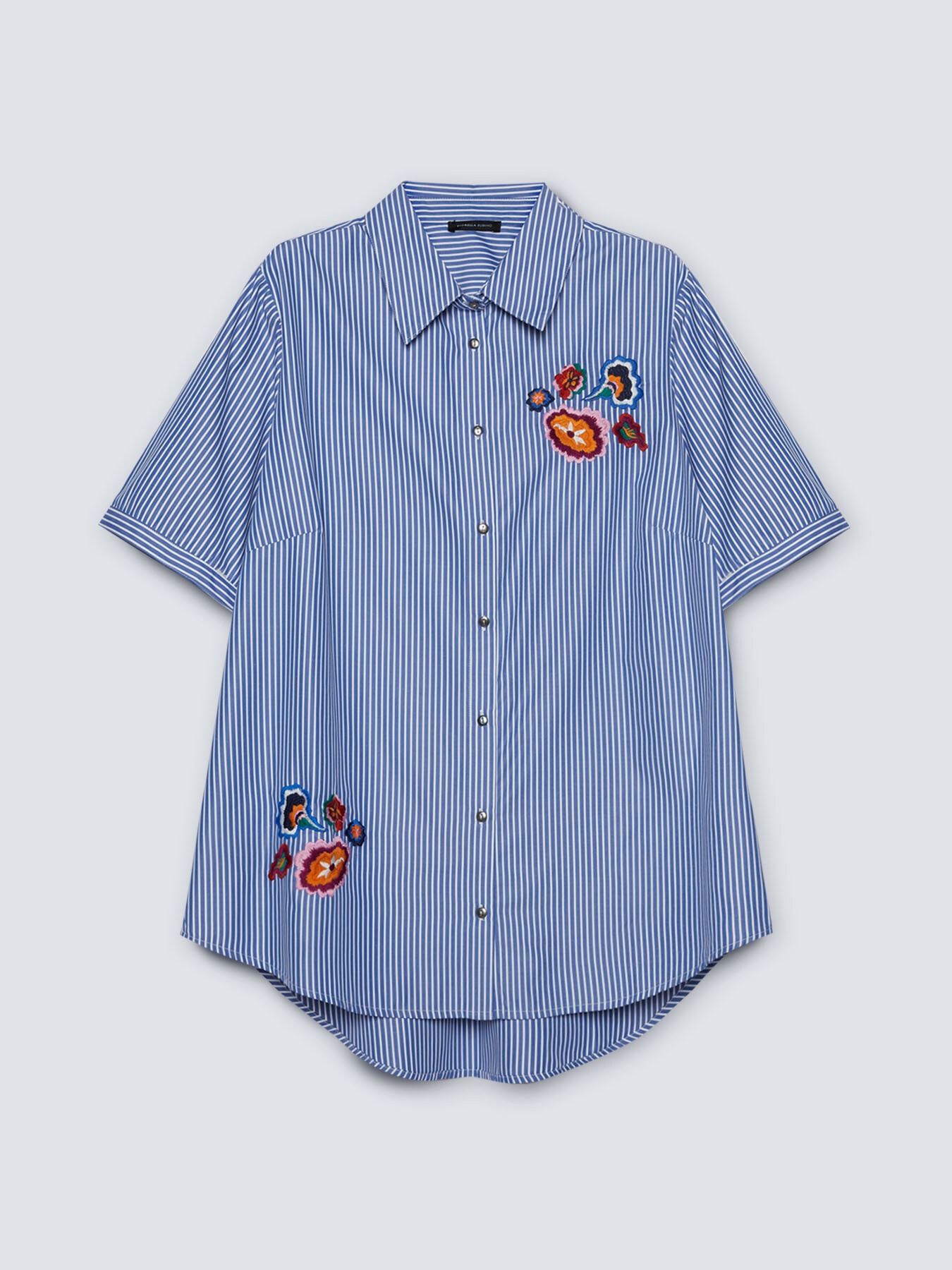 Camicia a righe con ricami a fiori image number 4