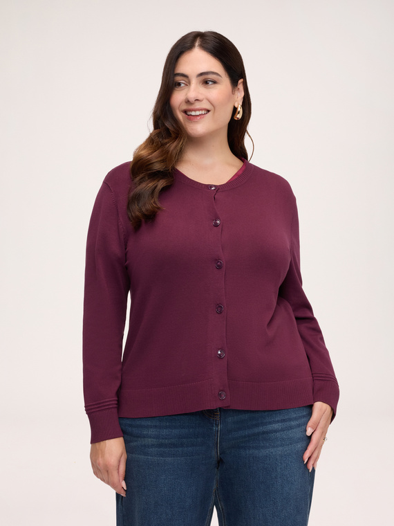 Viscose blend cardigan with round neckline