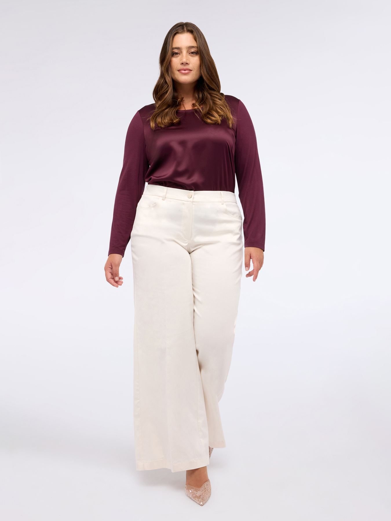 Two-material long-sleeved T-shirt image number 2