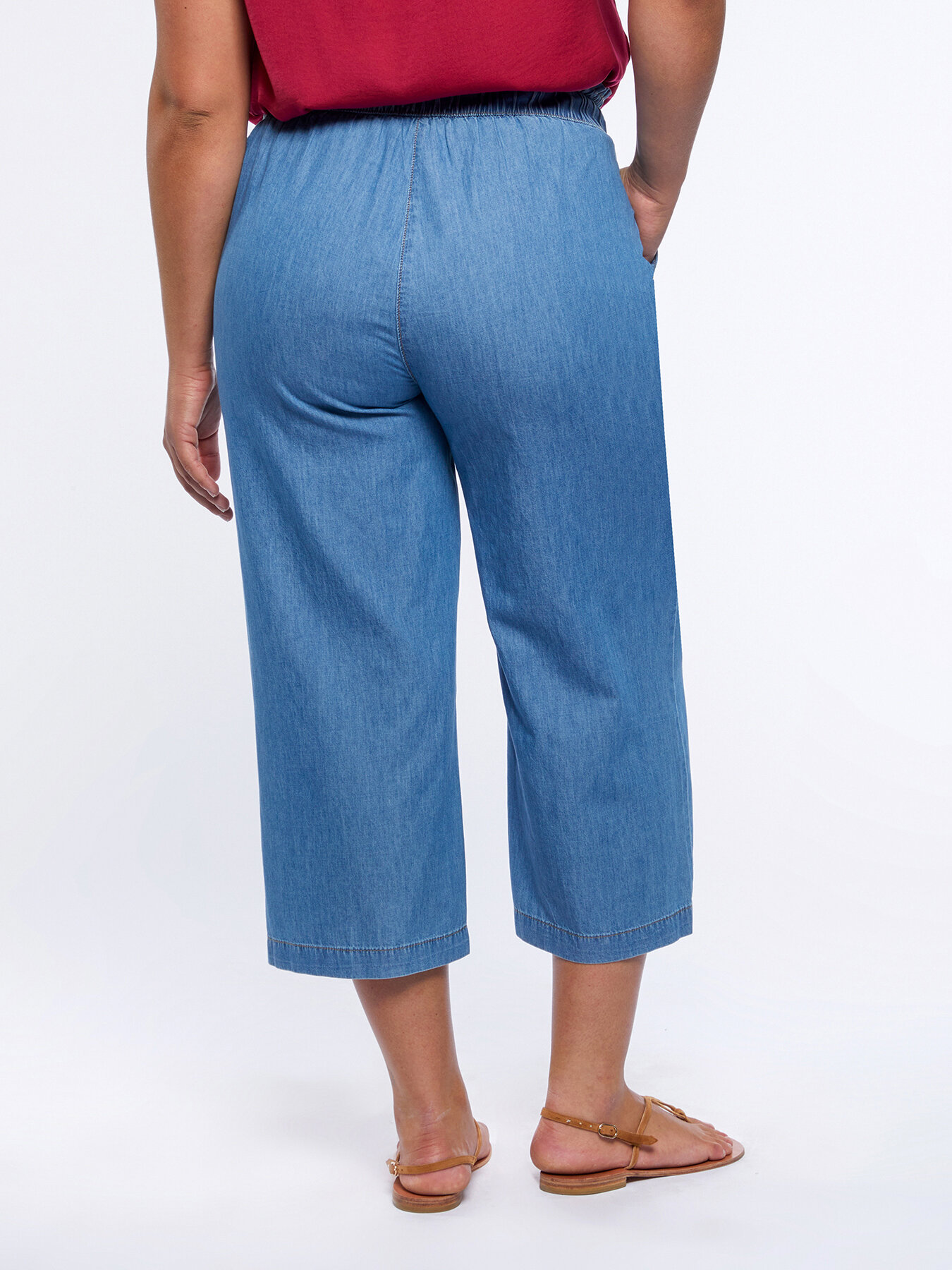 Cropped chambray trousers image number 1