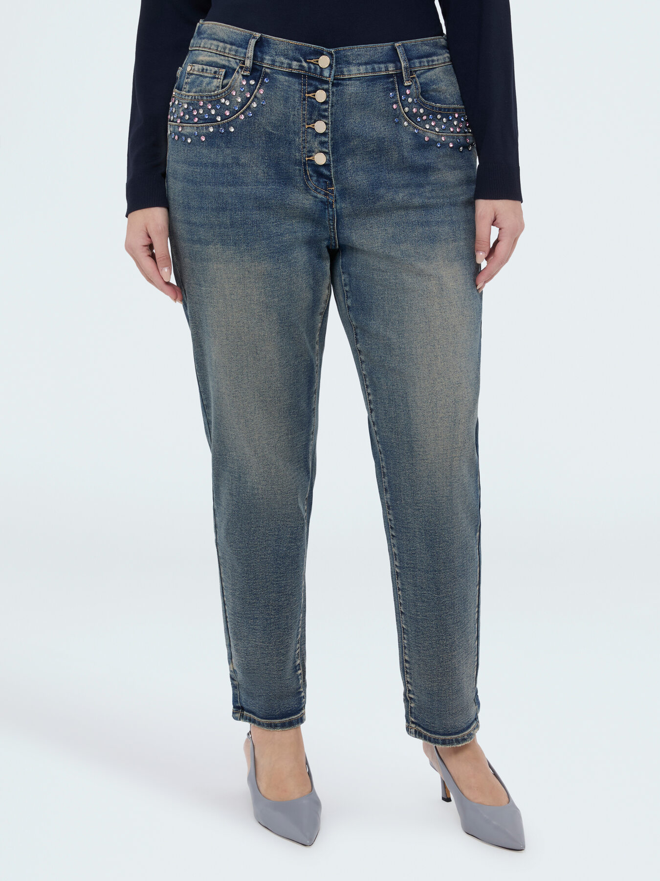Barrel Jeans with colored light spots image number 2