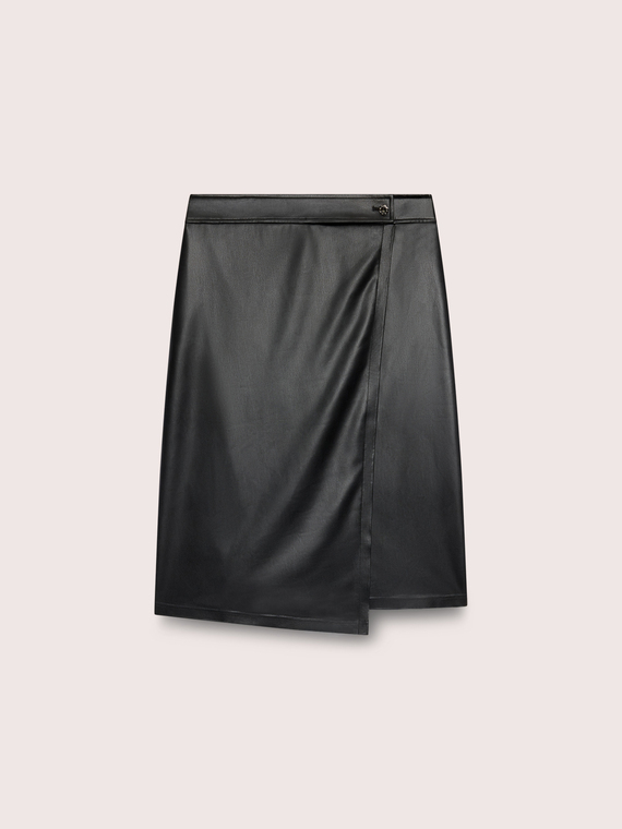 Midi wrap skirt with jewel button