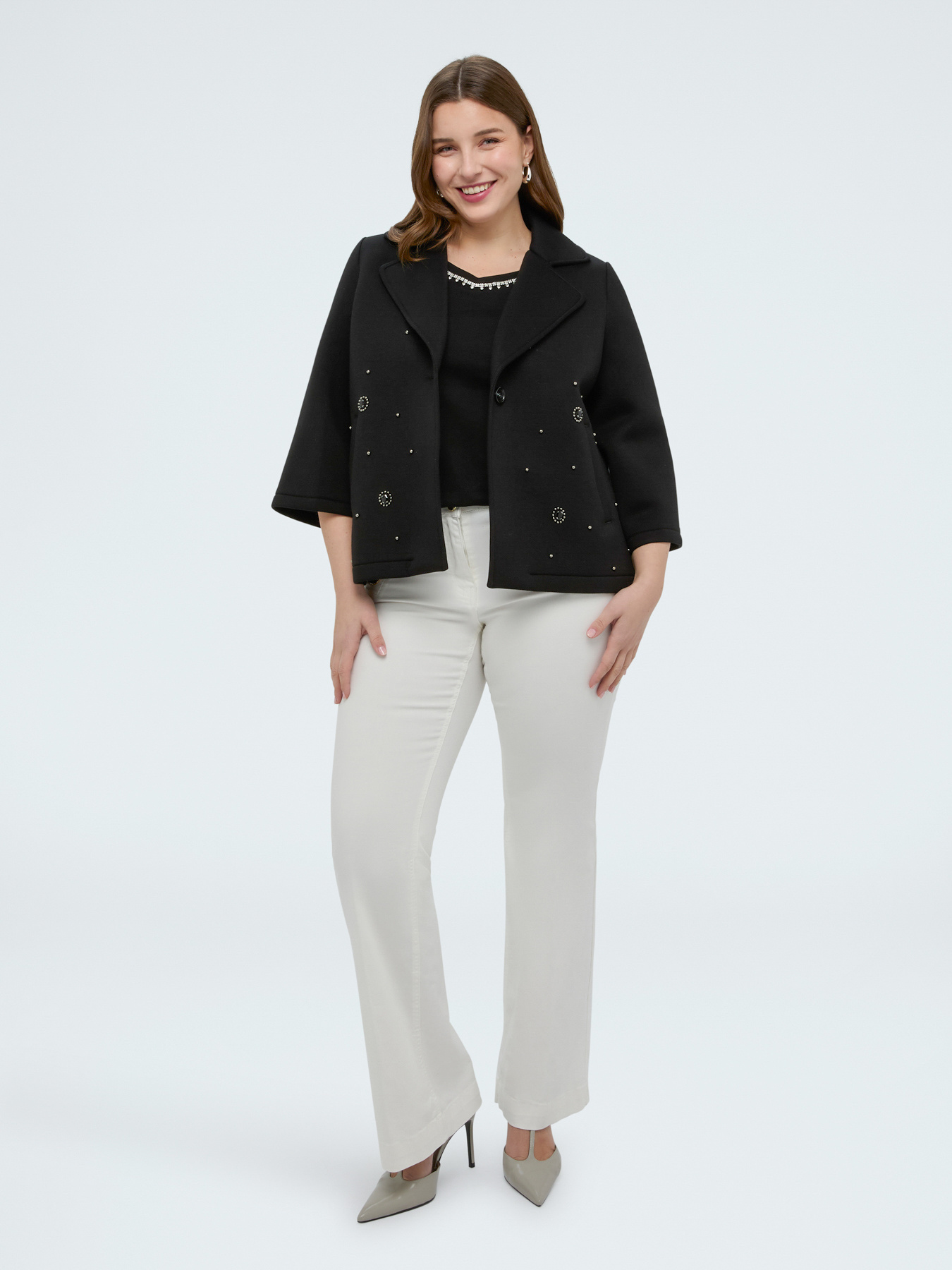 Manteau court en scuba double boutonnage image number 4