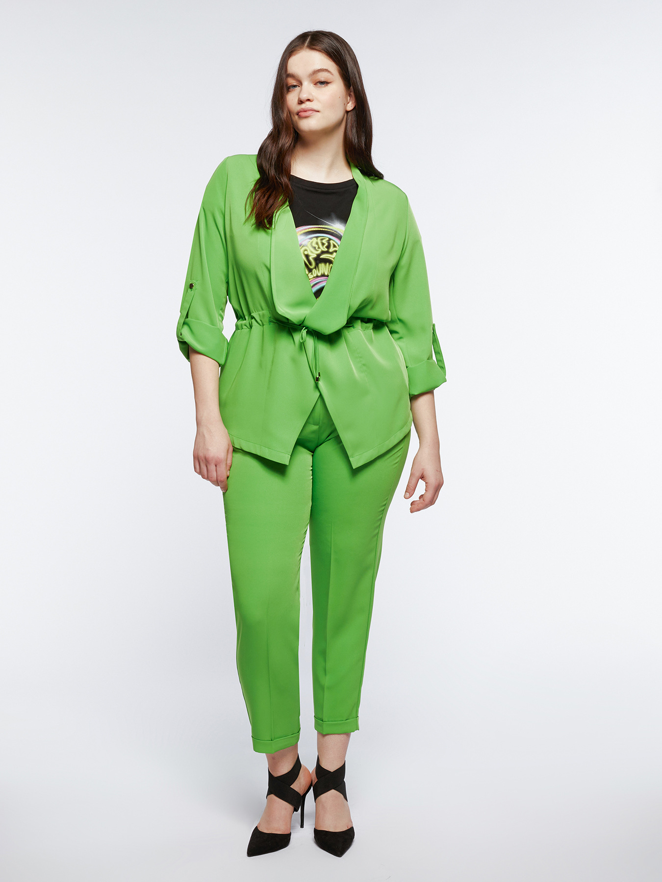 Giacca in tessuto fluido con coulisse image number 3