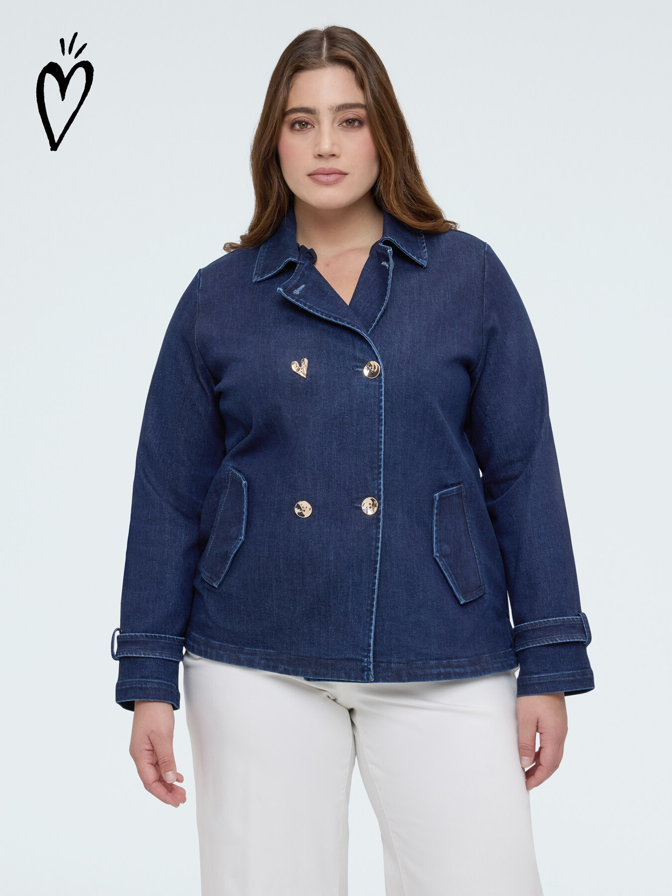 Double-breasted denim jacket image number 0