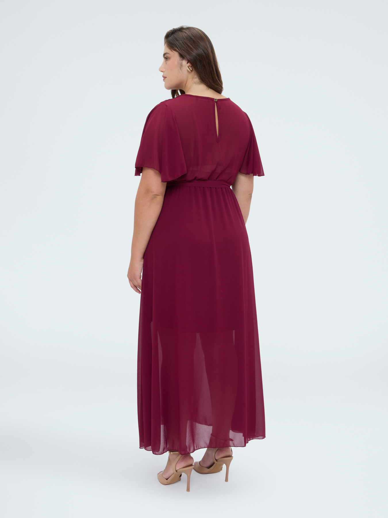 Robe DREAM en georgette avec d&eacute;collet&eacute; en V image number 1