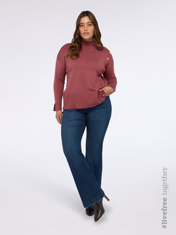 Jersey de cuello alto con botones decorativos