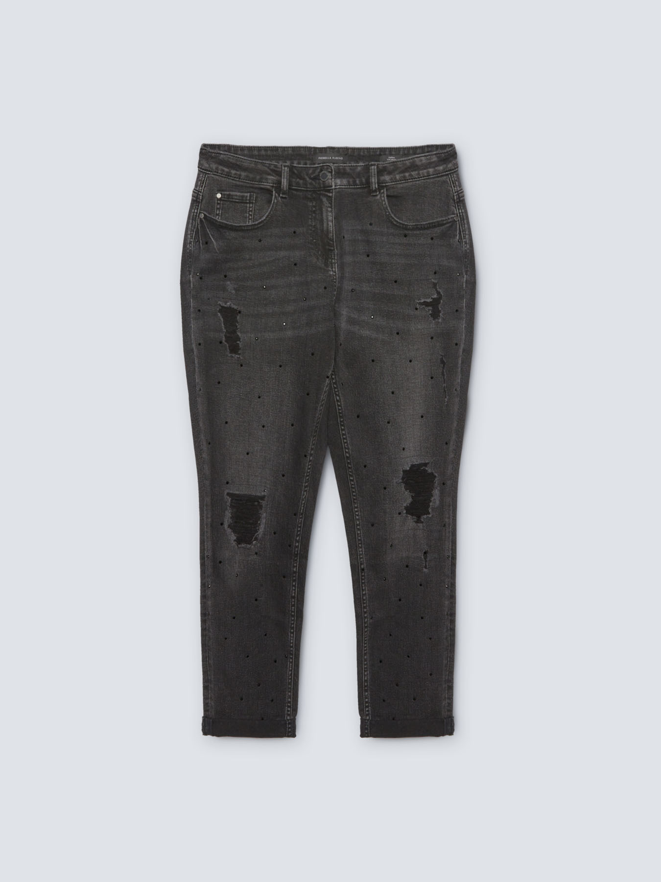 Jeans girlfit Zaffiro con strappi e strass image number 3