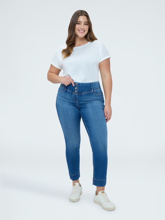 Jeggings aus Denim mit dekorativen Kn&ouml;pfen