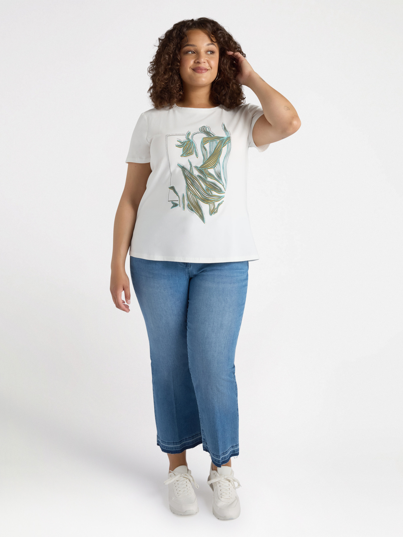 T-shirt avec impression et cristaux image number 0