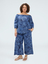 Pantalon cropped en chambray imprim&eacute; image number 2