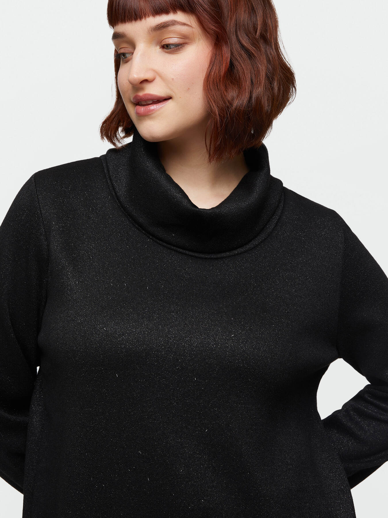 Lurex t-shirt with cowl neck image number 3