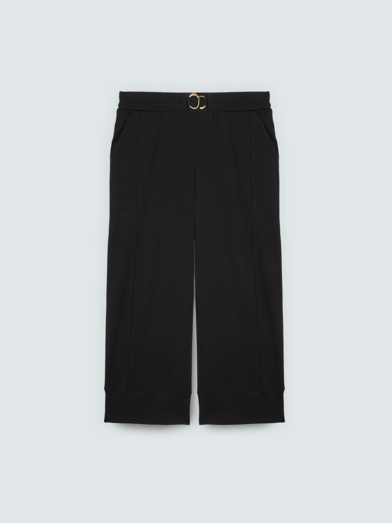 Pantalones cropped de felpa con detalle joya image number 4