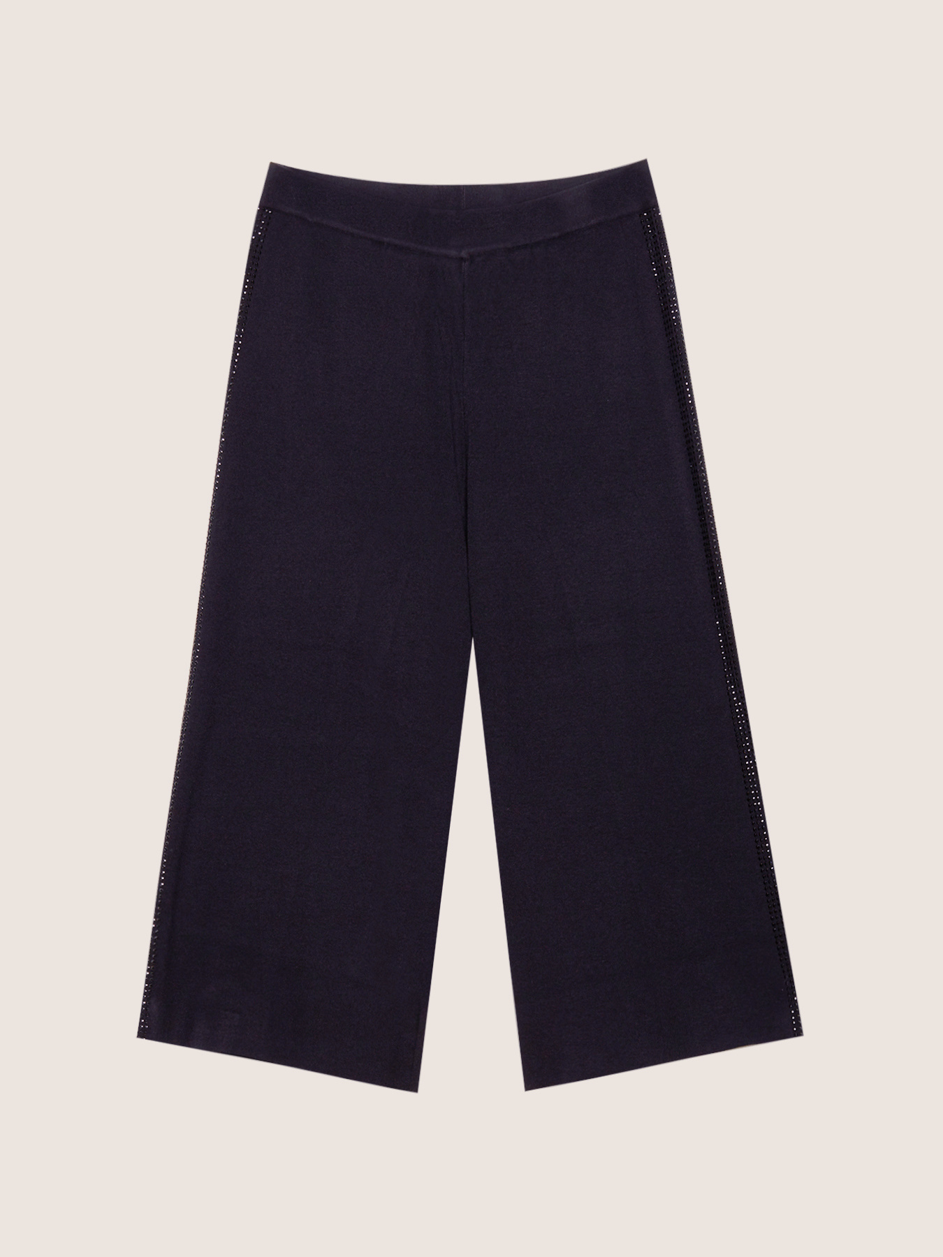 Pantaloni cropped in maglia image number 3