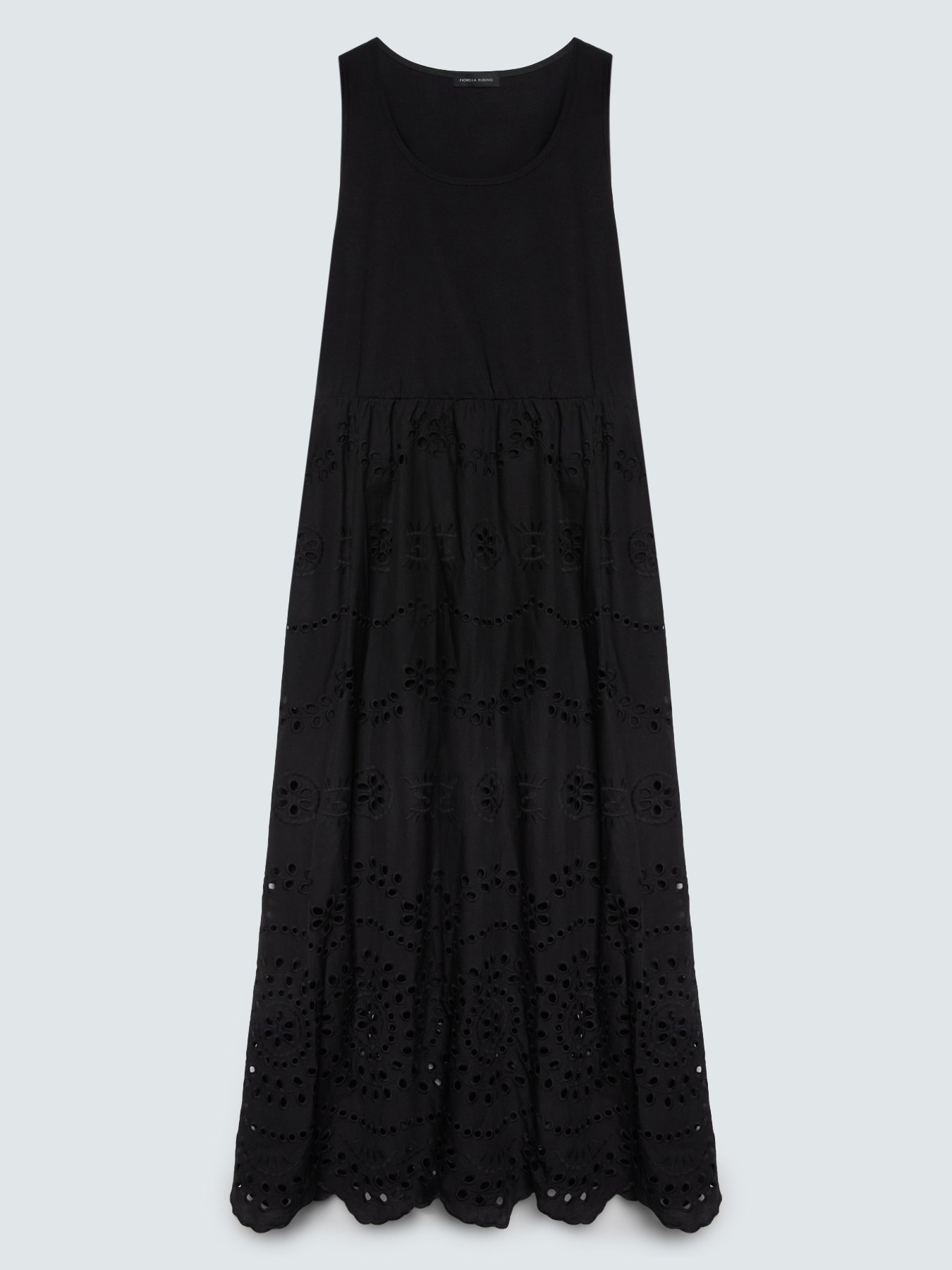 Long empire waist dress in broderie anglaise image number 4