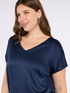 Two-material V-neck T-shirt image number 2