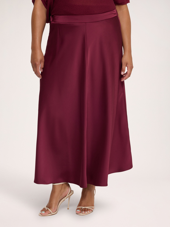 Stretch satin A-line skirt