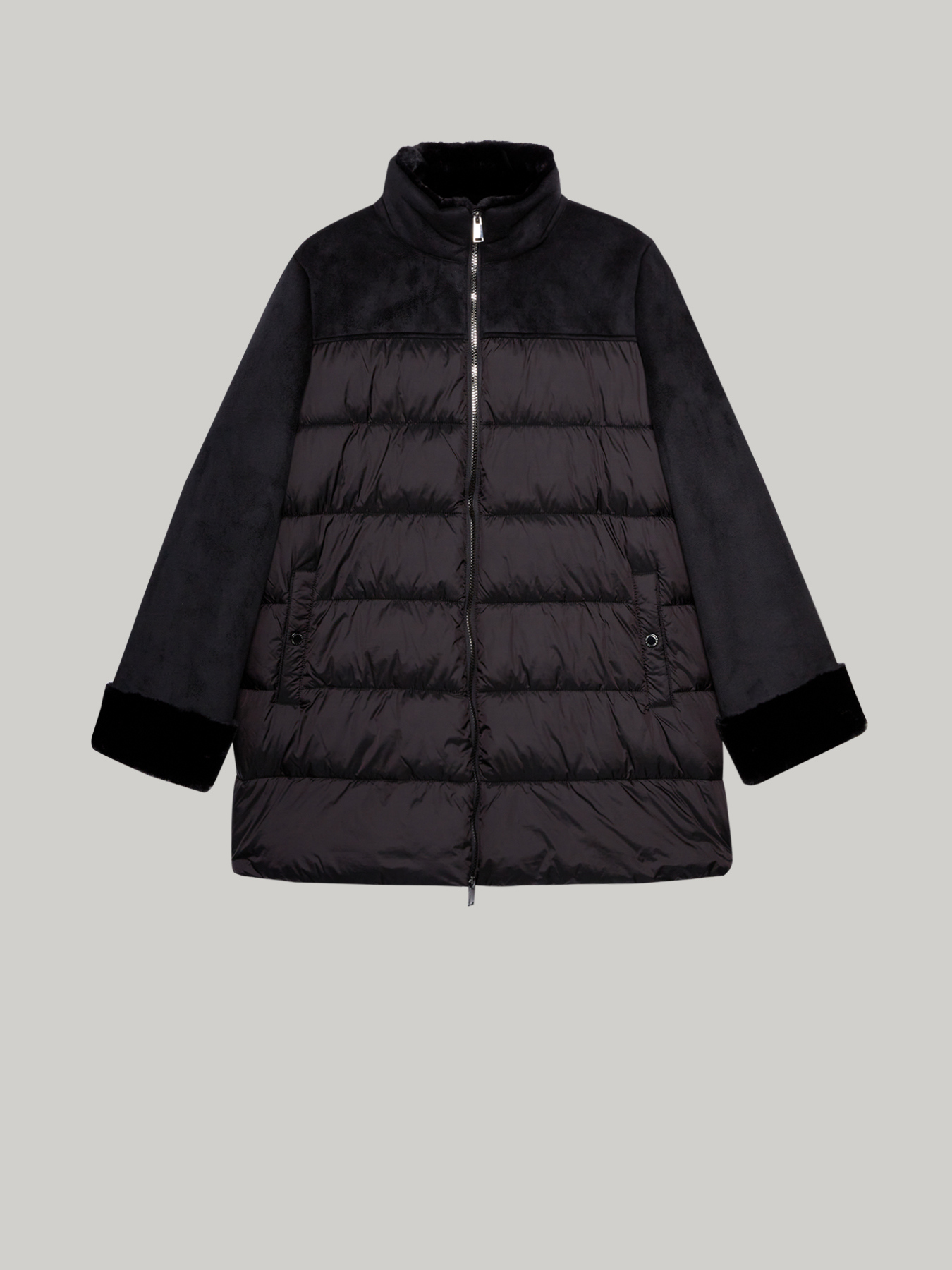 Piumino con parti effetto suede image number 3