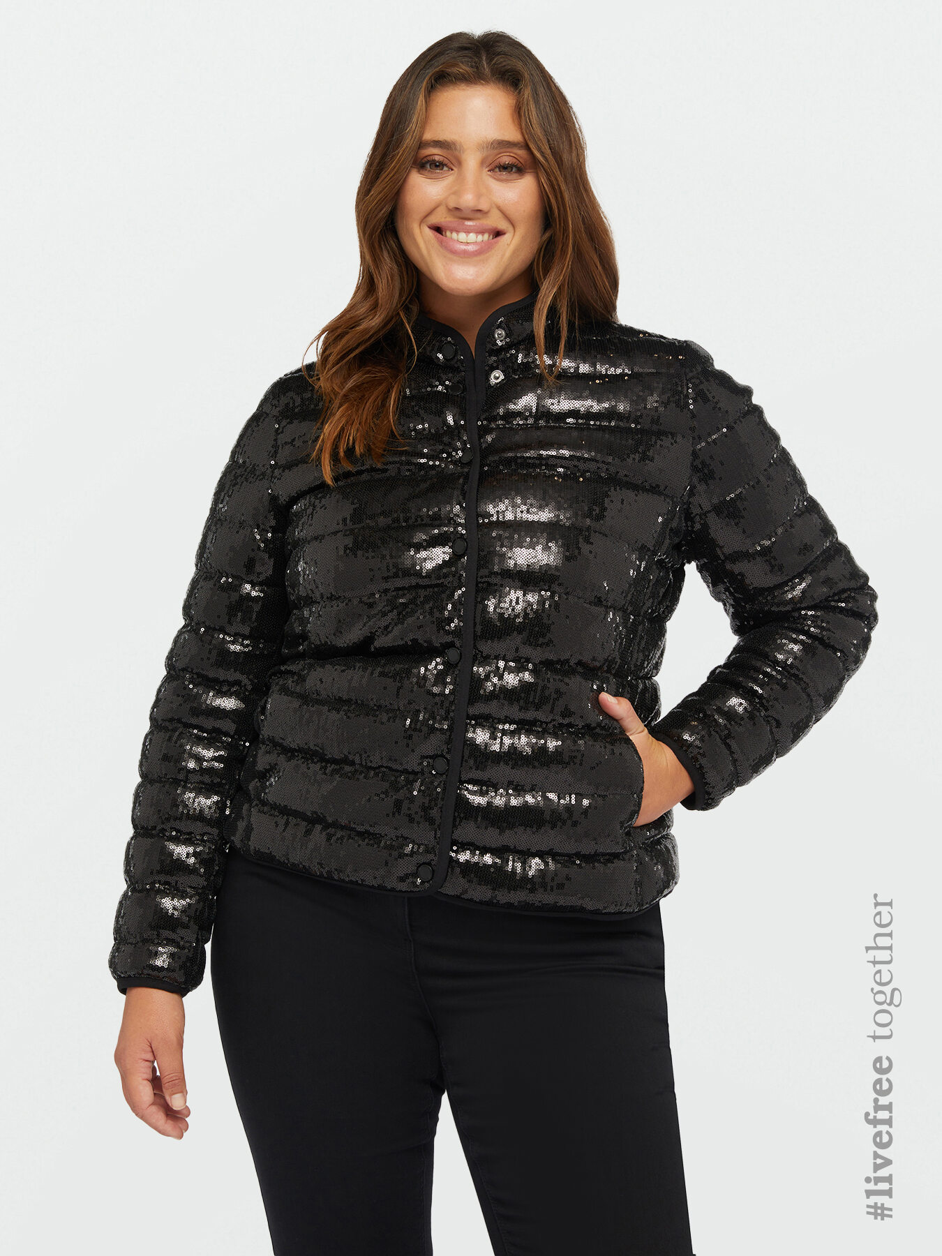 Full sequined down jacket with Sorona&reg; Aura padding image number 0