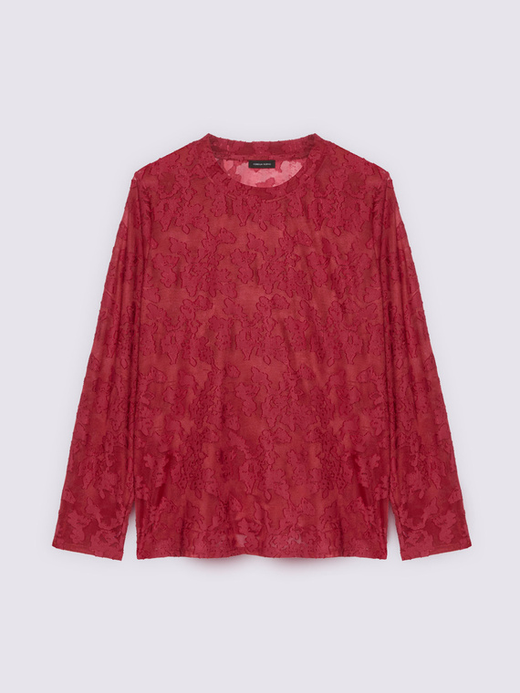 Lace T-shirt with floral pattern