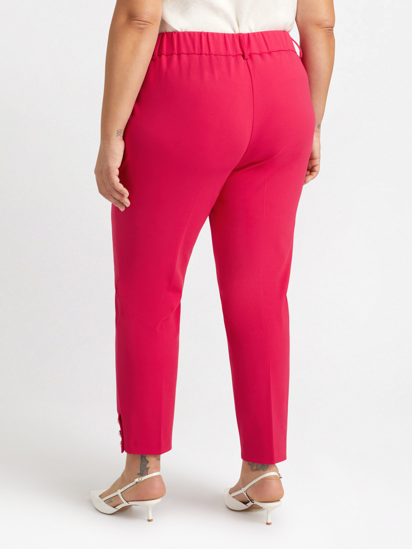 New York trousers in crepe scuba fabric with jewel buttons image number 2