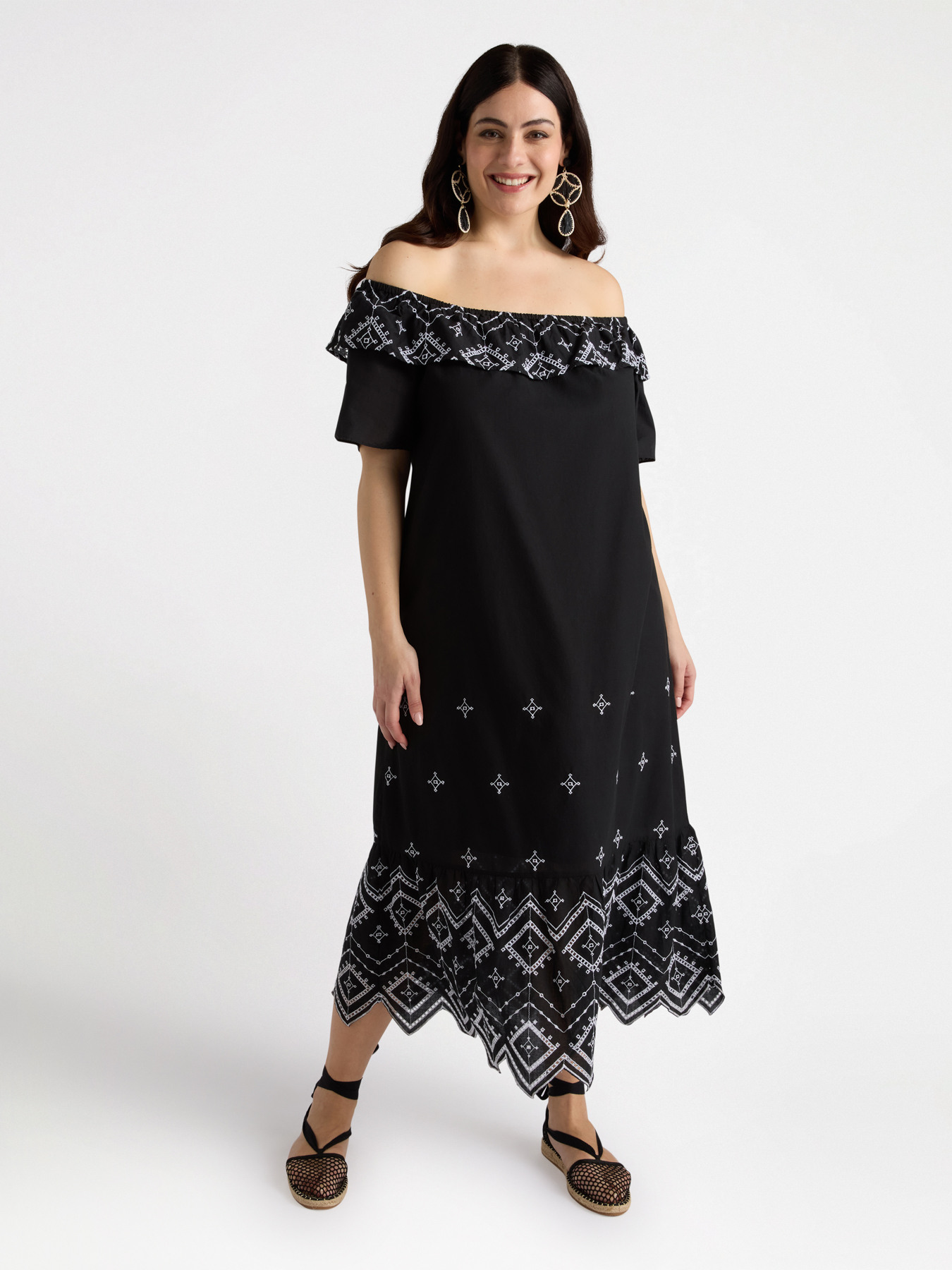 Long ethnic off the shoulder dress image number 0