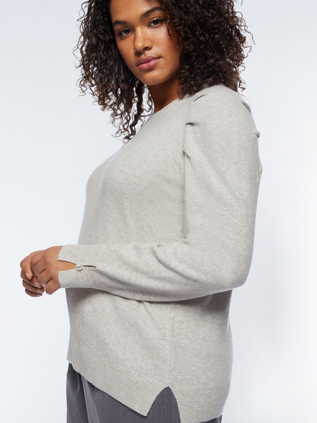 Lurex sweater with small pleats image number 2