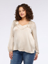 Satin blouse with ruffle on the neckline image number 2