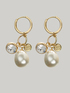 Dangling earrings with zircons and drop-shaped pearls image number 2
