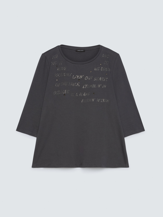 T-shirt en coton avec lettrage en strass