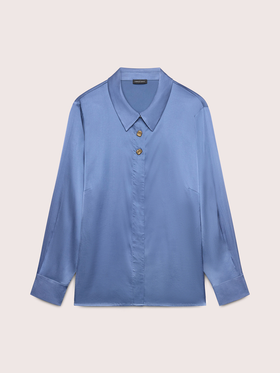 Stretch satin blouse with jewel buttons