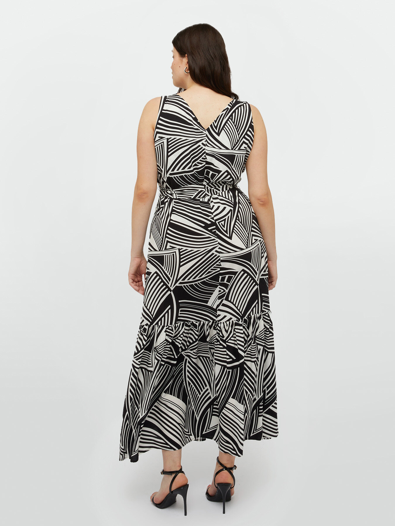 Vestito lungo stampa black and white image number 3