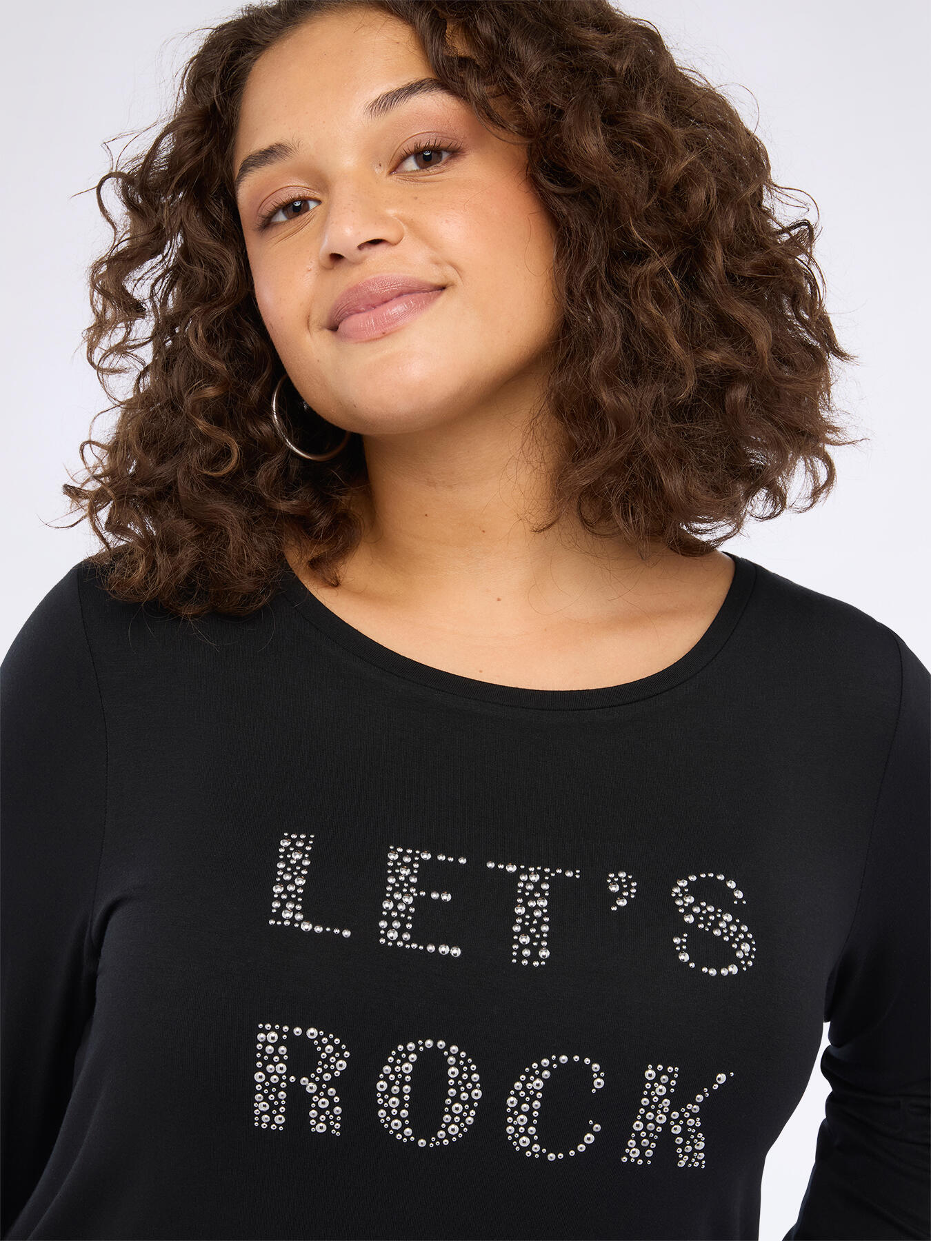 T-Shirt aus Jersey mit Strass-Schriftzug image number 2