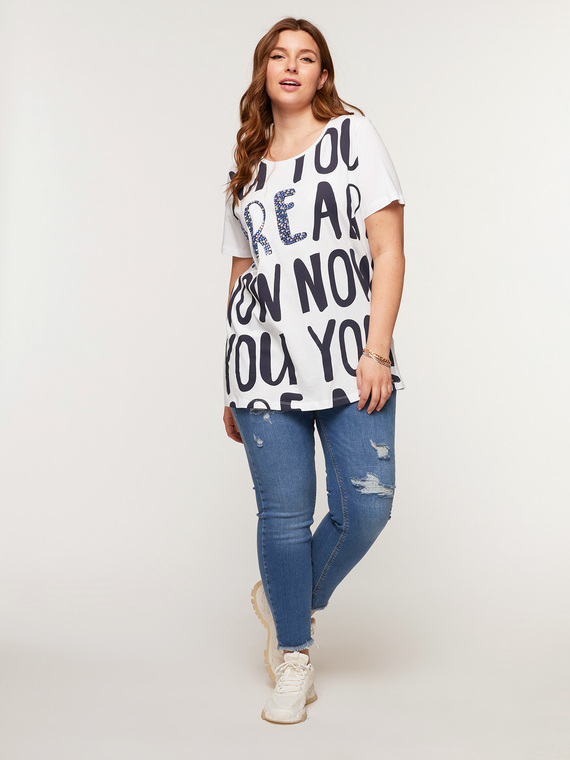 Fiorella Rubino T-shirt con scritte e strass Donna