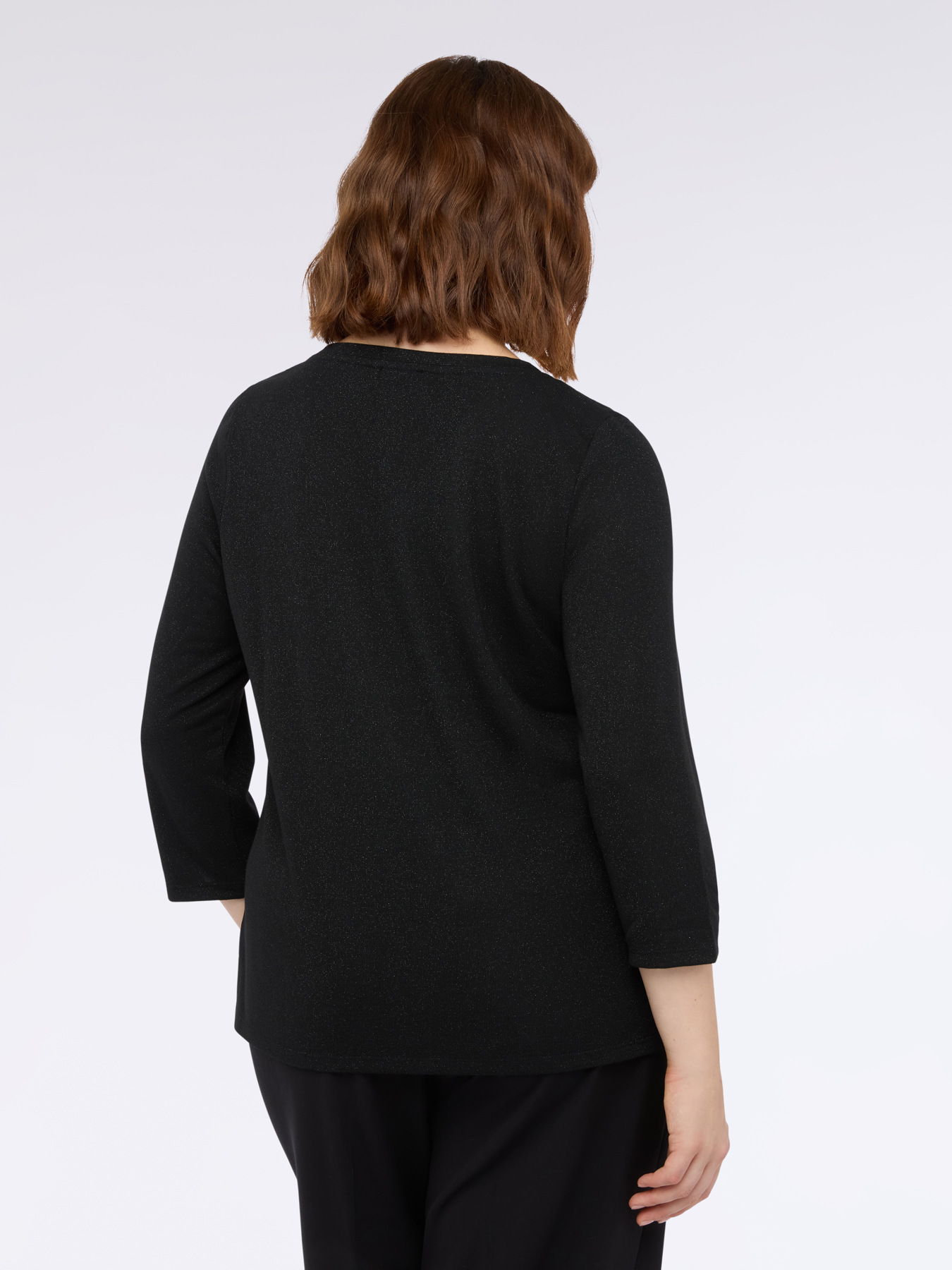 Lurex jersey V-neck T-shirt image number 1