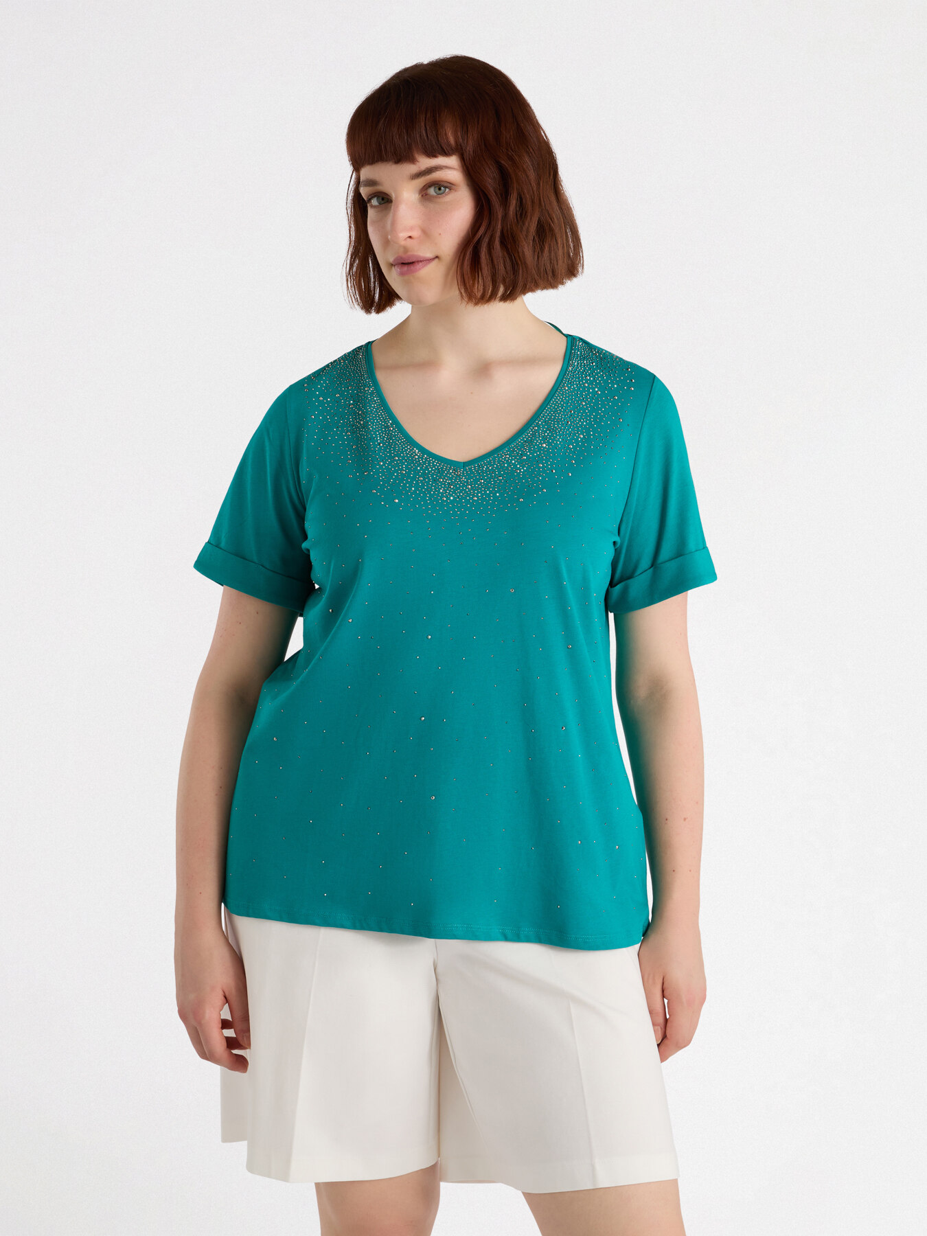 T-shirt with rhinestones image number 0