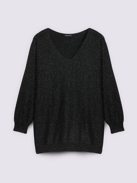Maglia scollo a V in tessuto laminato