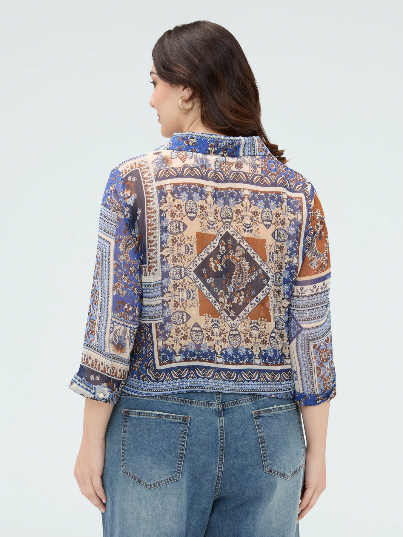 Foulard print blouse in viscose muslin image number 1